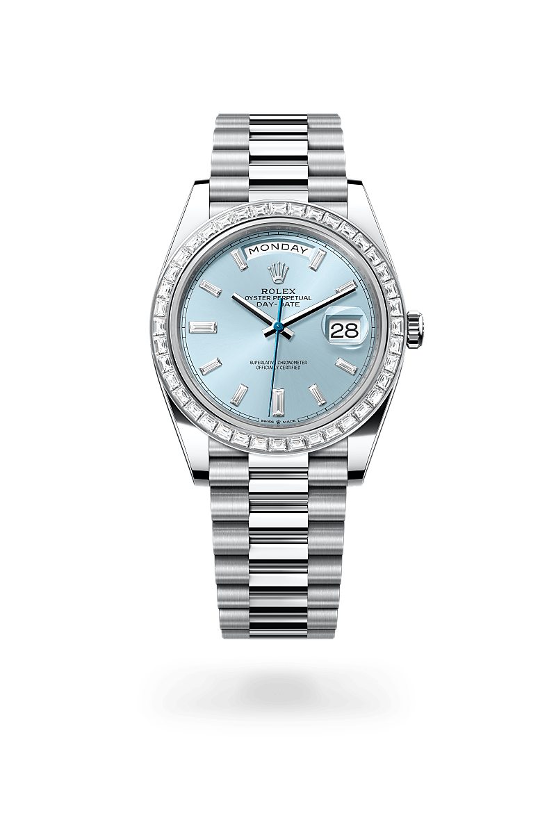 Rolex Day-Date 40, Oyster, 40 mm, platinum and diamonds