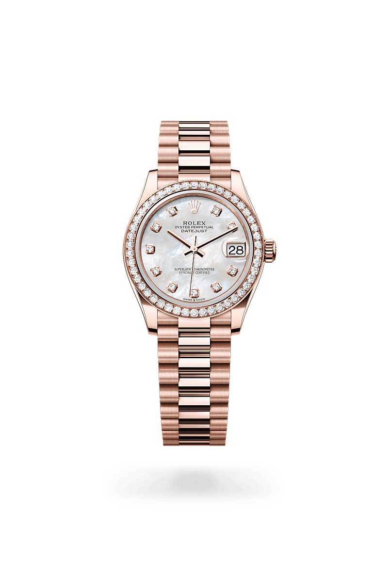 Rolex Datejust 31, Oyster, 31 mm, Everose gold and diamonds