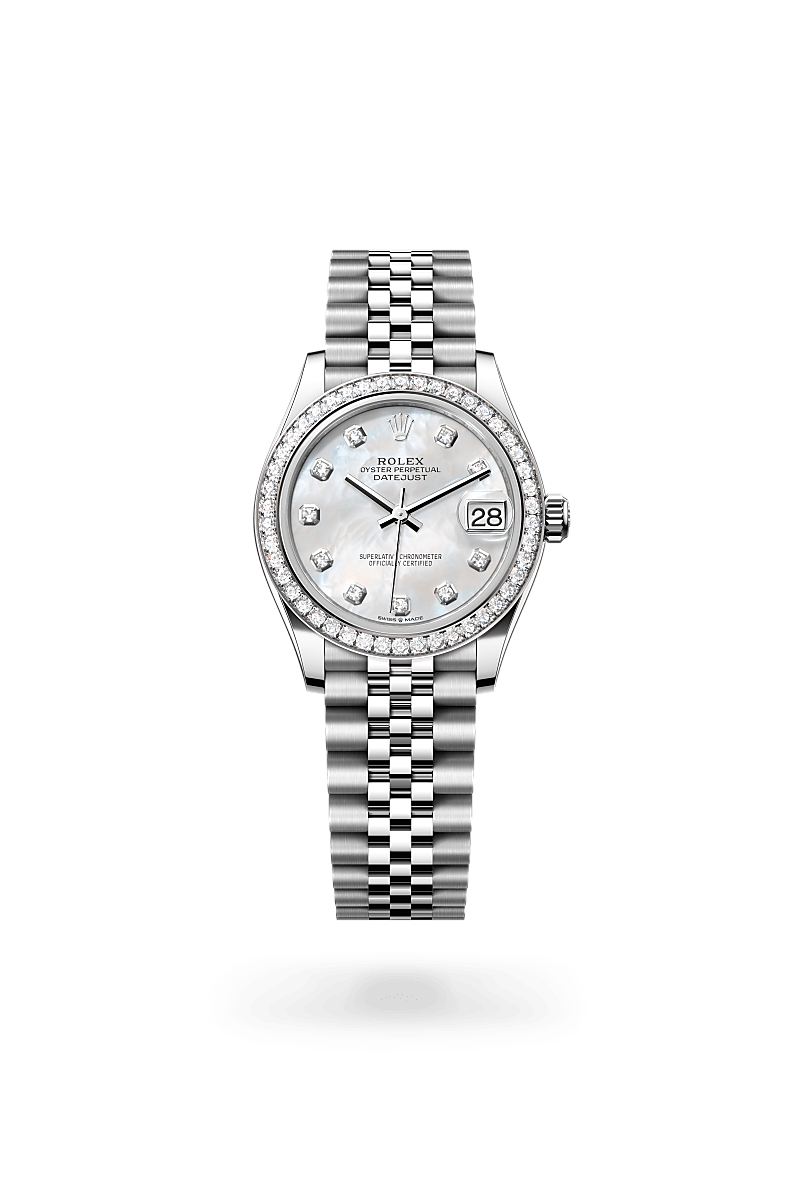 Rolex Datejust 31, Oyster, 31 mm, Oystersteel, white gold and diamonds