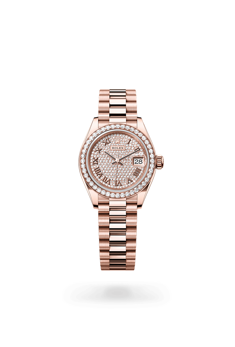 Rolex Lady-Datejust, Oyster, 28 mm, Everose gold and diamonds