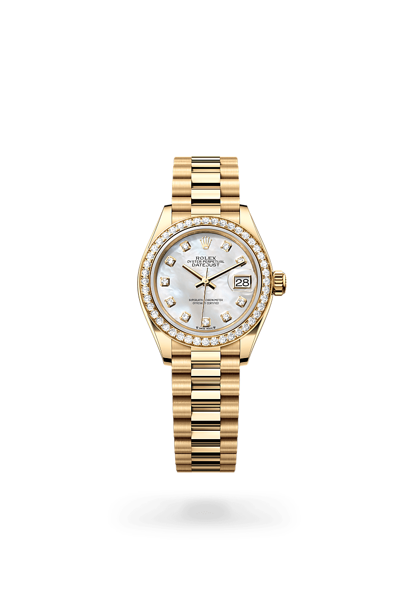 Rolex Lady-Datejust, Oyster, 28 mm, oro amarillo y diamantes