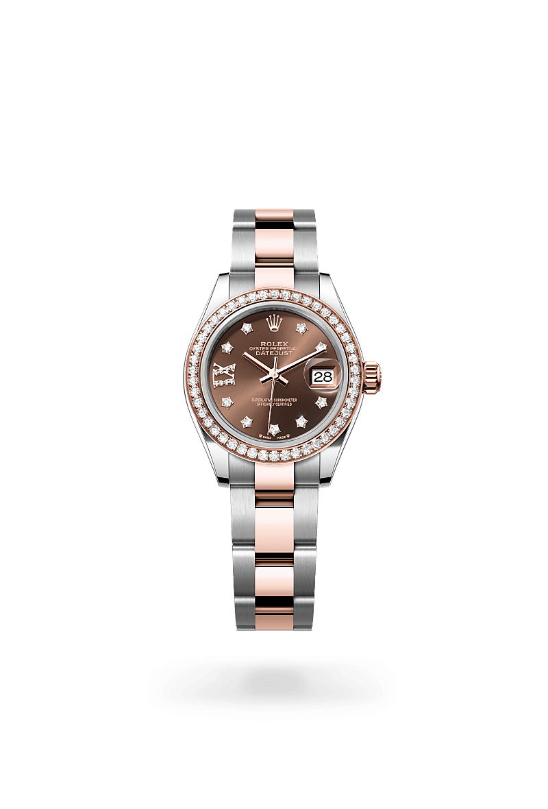 Rolex Lady-Datejust, Oyster, 28 mm, Oystersteel, Everose gold and diamonds