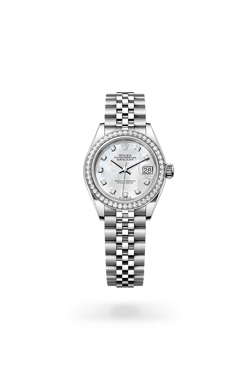 Rolex Lady-Datejust, Oyster, 28 mm, Oystersteel, white gold and diamonds