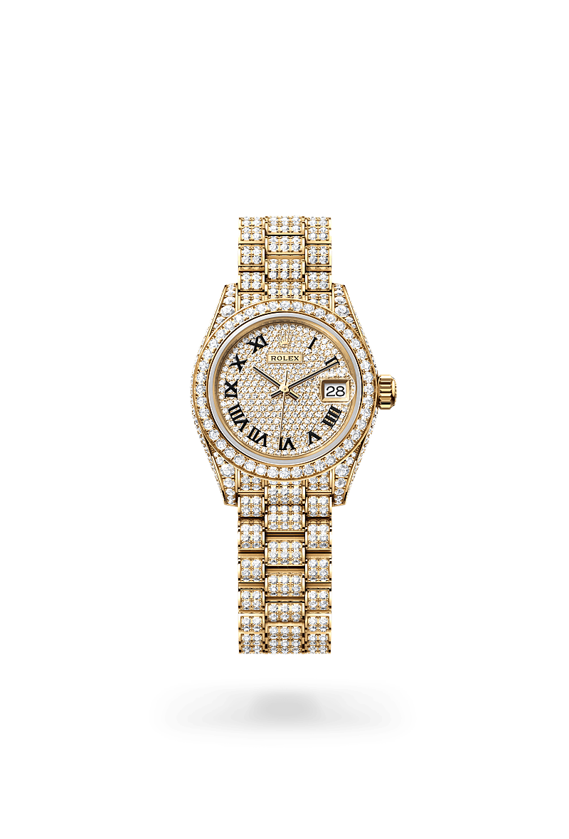 Rolex Lady-Datejust, Oyster, 28 mm, yellow gold and diamonds